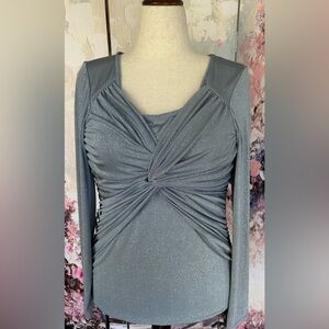Boston Proper - Elegant Silver/Gray Sparkle Top. Size L